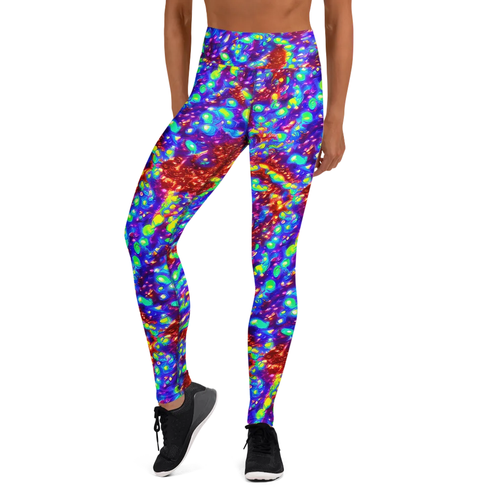 Molten Lime Mosaic on Yoga Leggings — Front