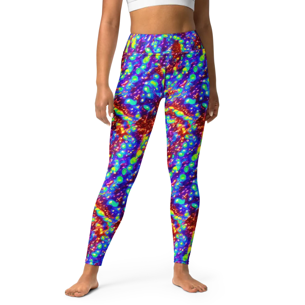 Molten Lime Mosaic on Yoga Leggings — Front