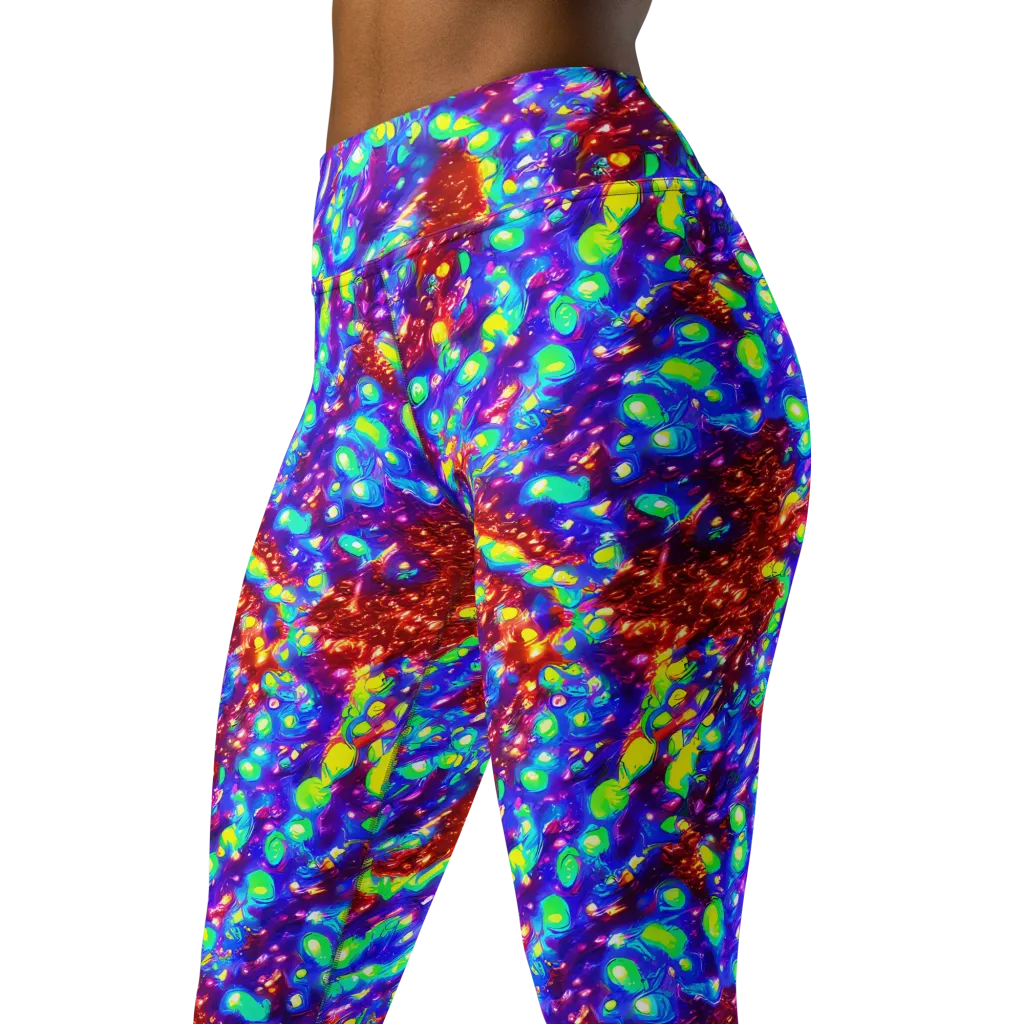 Molten Lime Mosaic on Yoga Leggings — Left Front