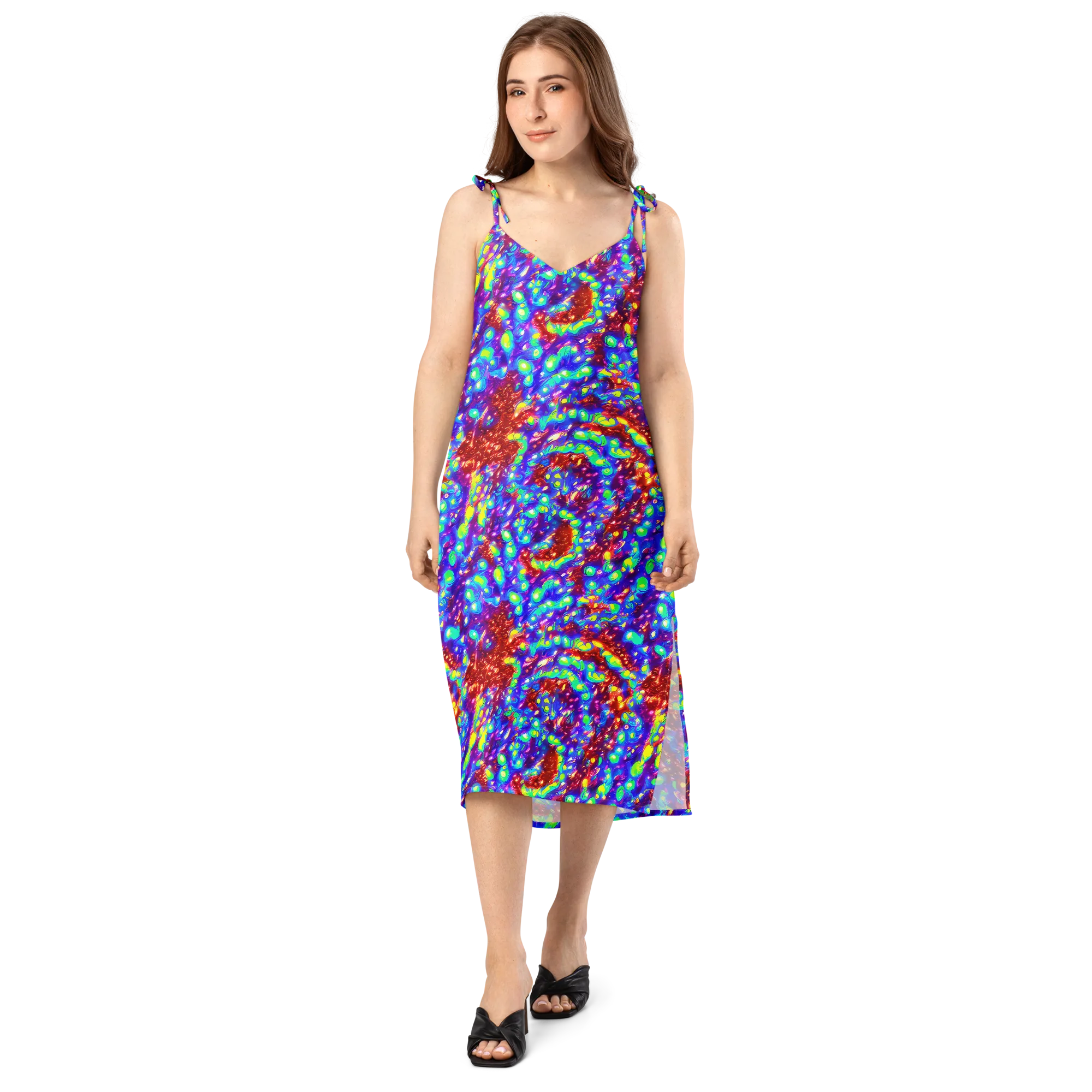 Molten Lime Mosaic on Slip Dress — Front