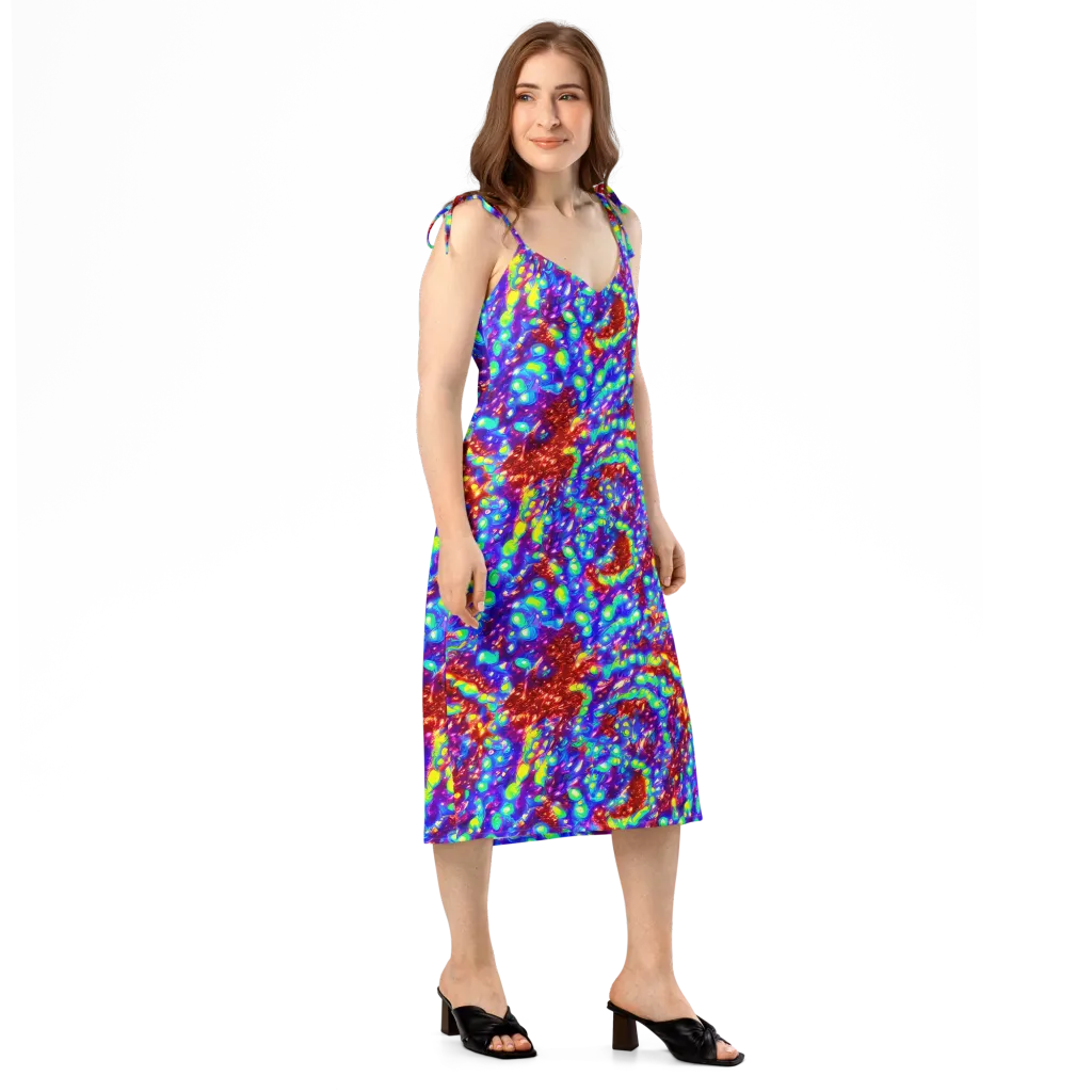 Molten Lime Mosaic on Slip Dress — Right Front