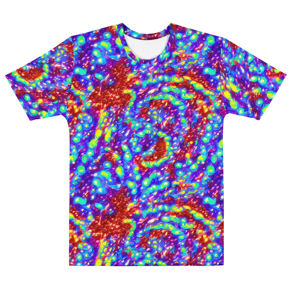 Molten Lime Mosaic on Men's Cotton Crew Neck T-Shirt — Front