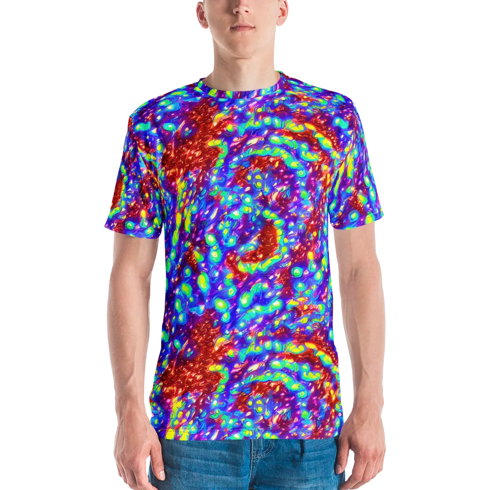 Molten Lime Mosaic on Men's Crew Neck T-Shirt — Front