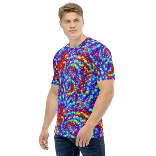 Molten Lime Mosaic on a Men's Crew Neck T-Shirt