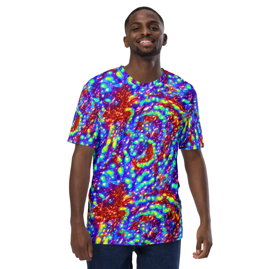 Molten Lime Mosaic on Men's Crew Neck T-Shirt — Front