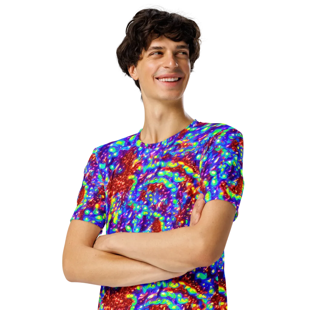 Molten Lime Mosaic on Men's Crew Neck T-Shirt — Left Front