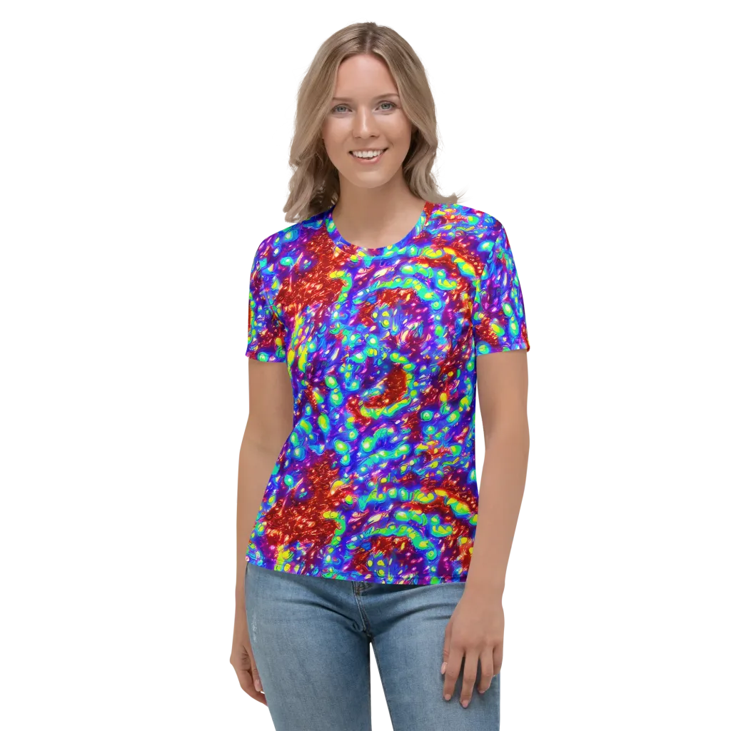 Molten Lime Mosaic on Women's Crew Neck T-Shirt — Front