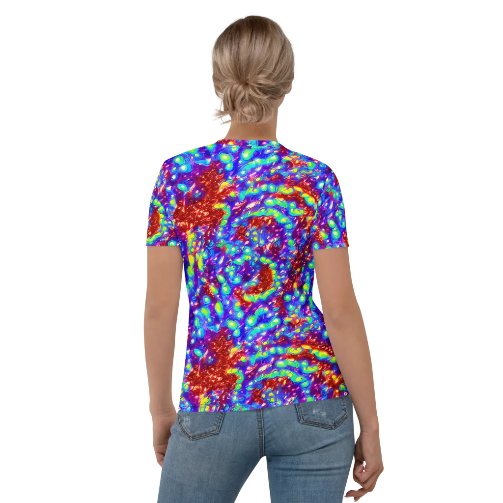 Molten Lime Mosaic on Women's Crew Neck T-Shirt — Back