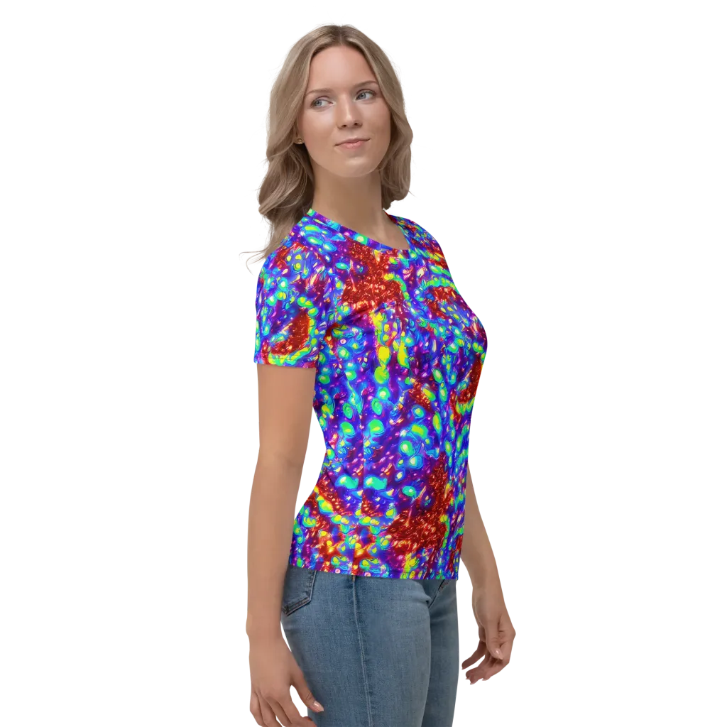 Molten Lime Mosaic on Women's Crew Neck T-Shirt — Right
