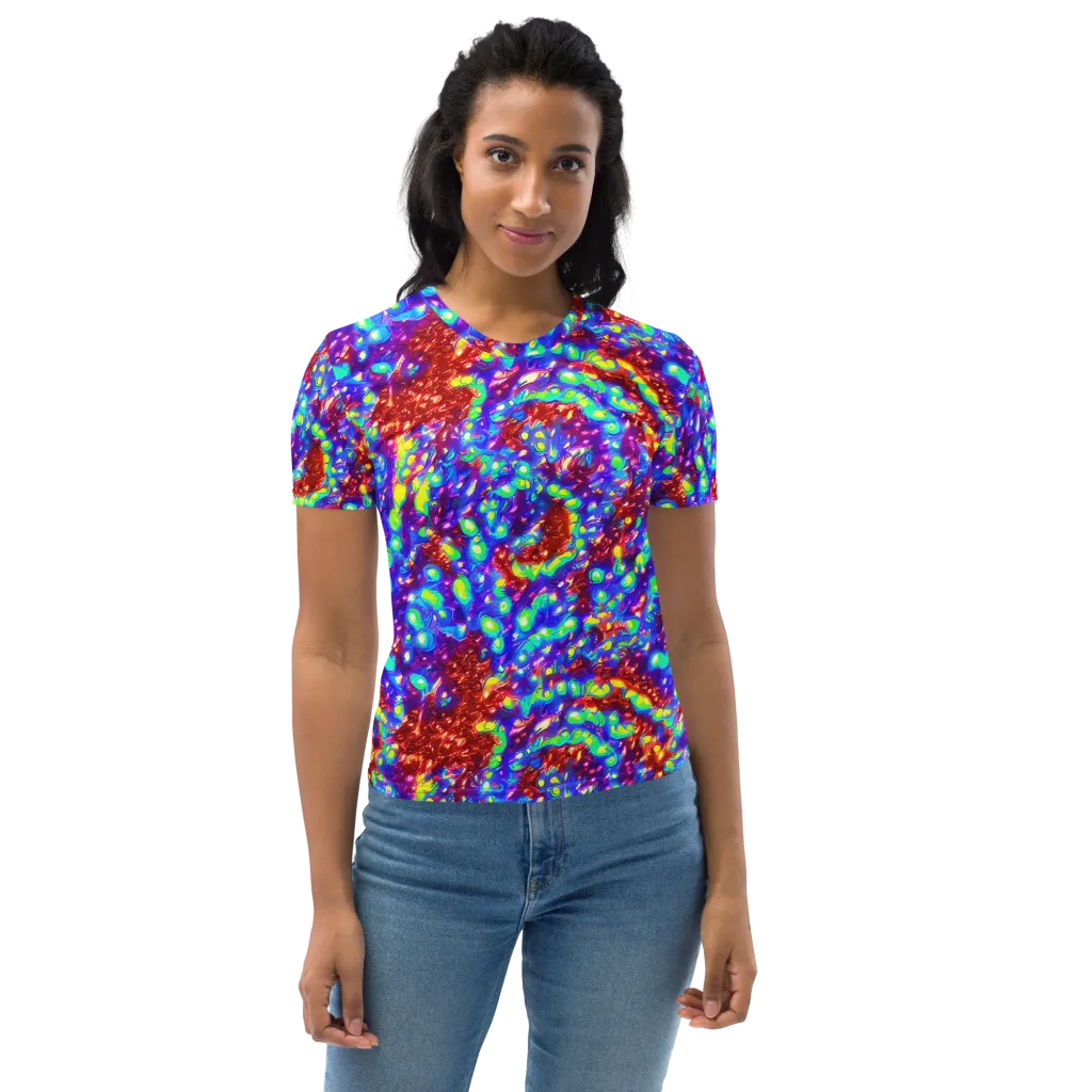 Molten Lime Mosaic on Women's Crew Neck T-Shirt — Front