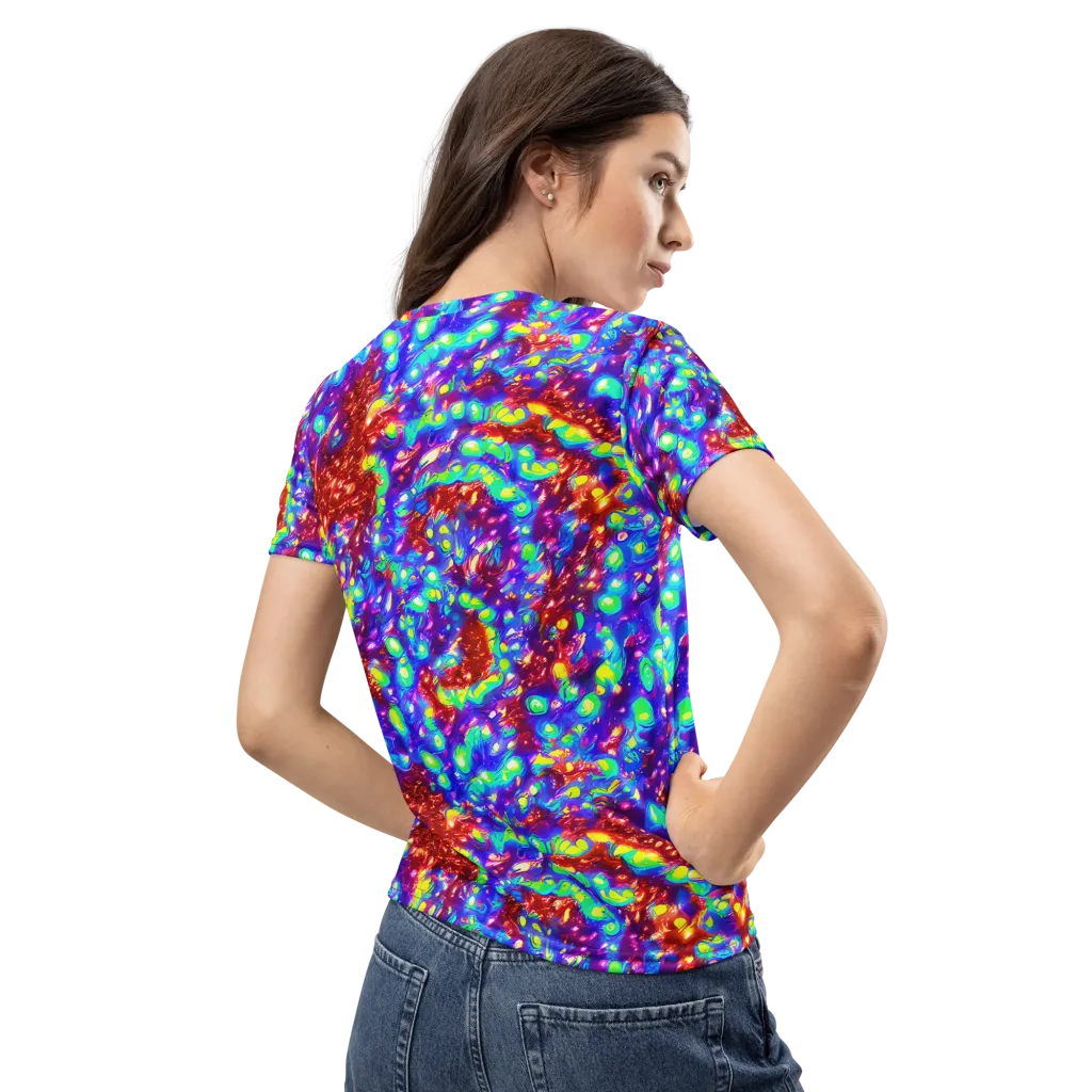 Molten Lime Mosaic on Women's Crew Neck T-Shirt — Back