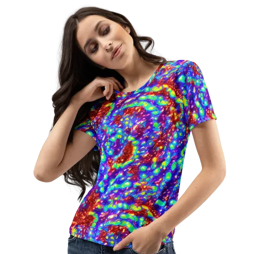 Molten Lime Mosaic on a Women's Crew Neck T-Shirt