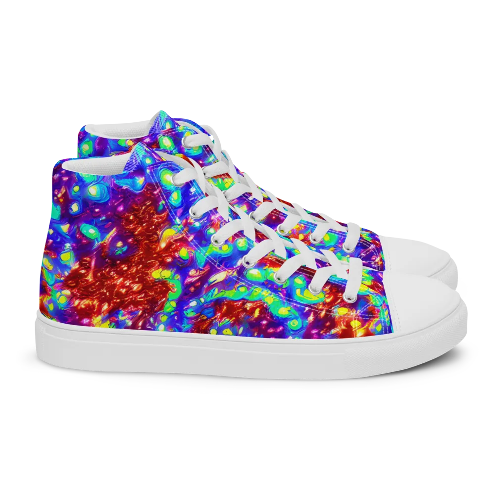 Molten Lime Mosaic on Women's High Top Canvas Shoes — Right