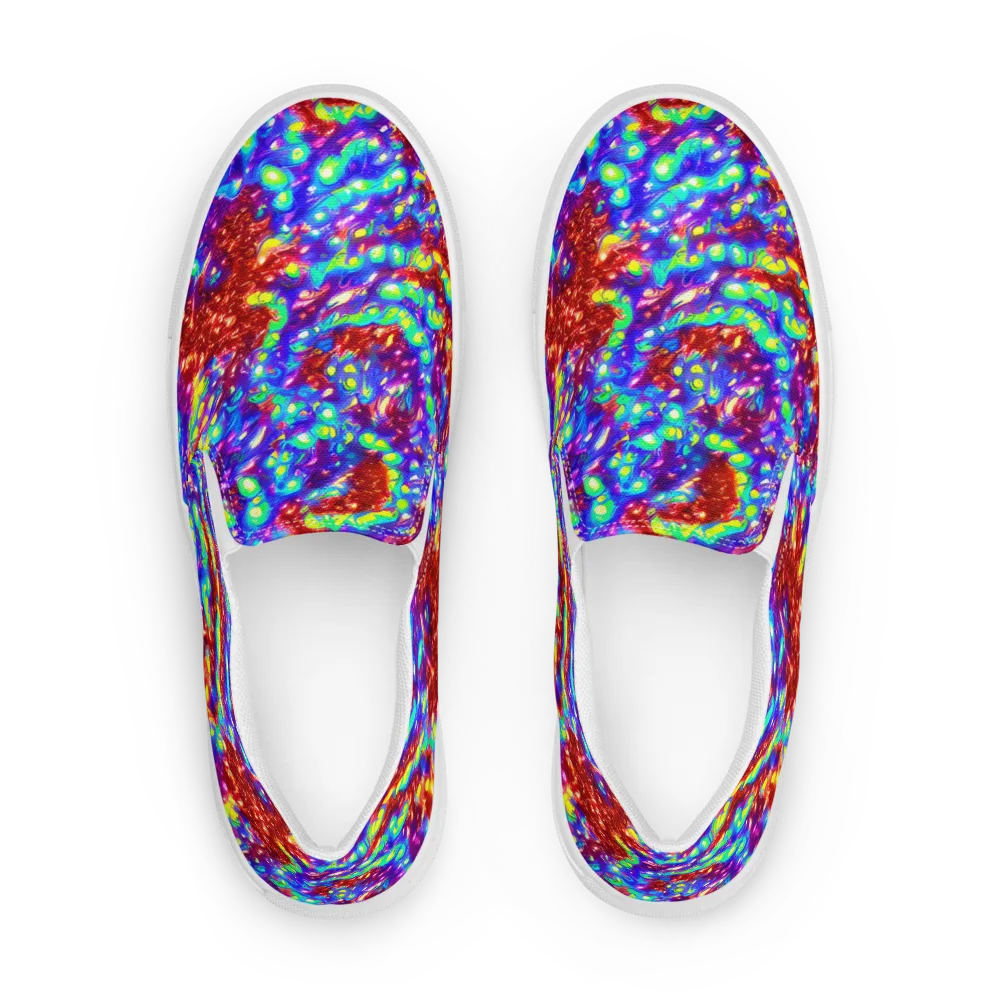Molten Lime Mosaic on Men's Slip-On Canvas Shoes — Front
