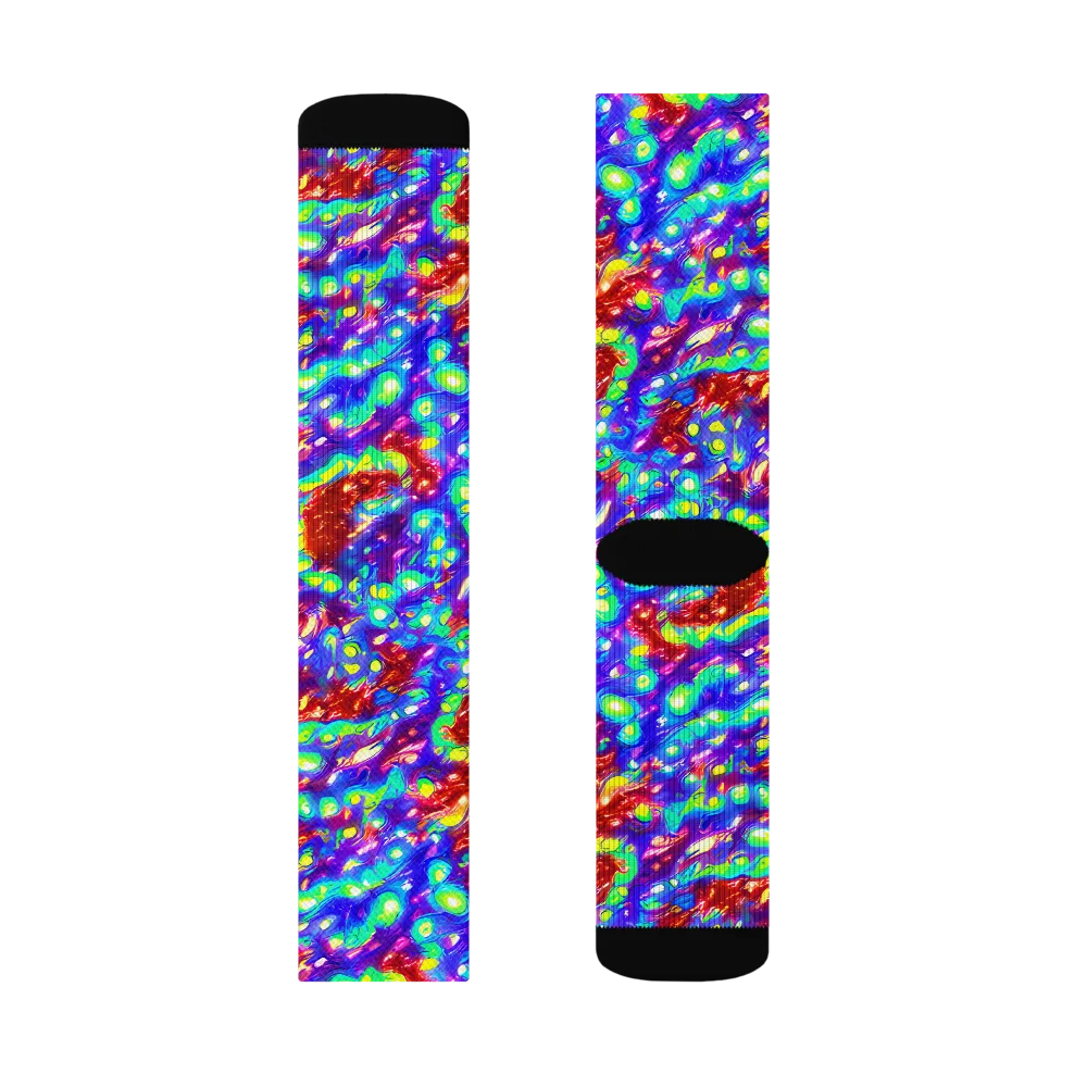 Molten Lime Mosaic on Socks — Right Sock