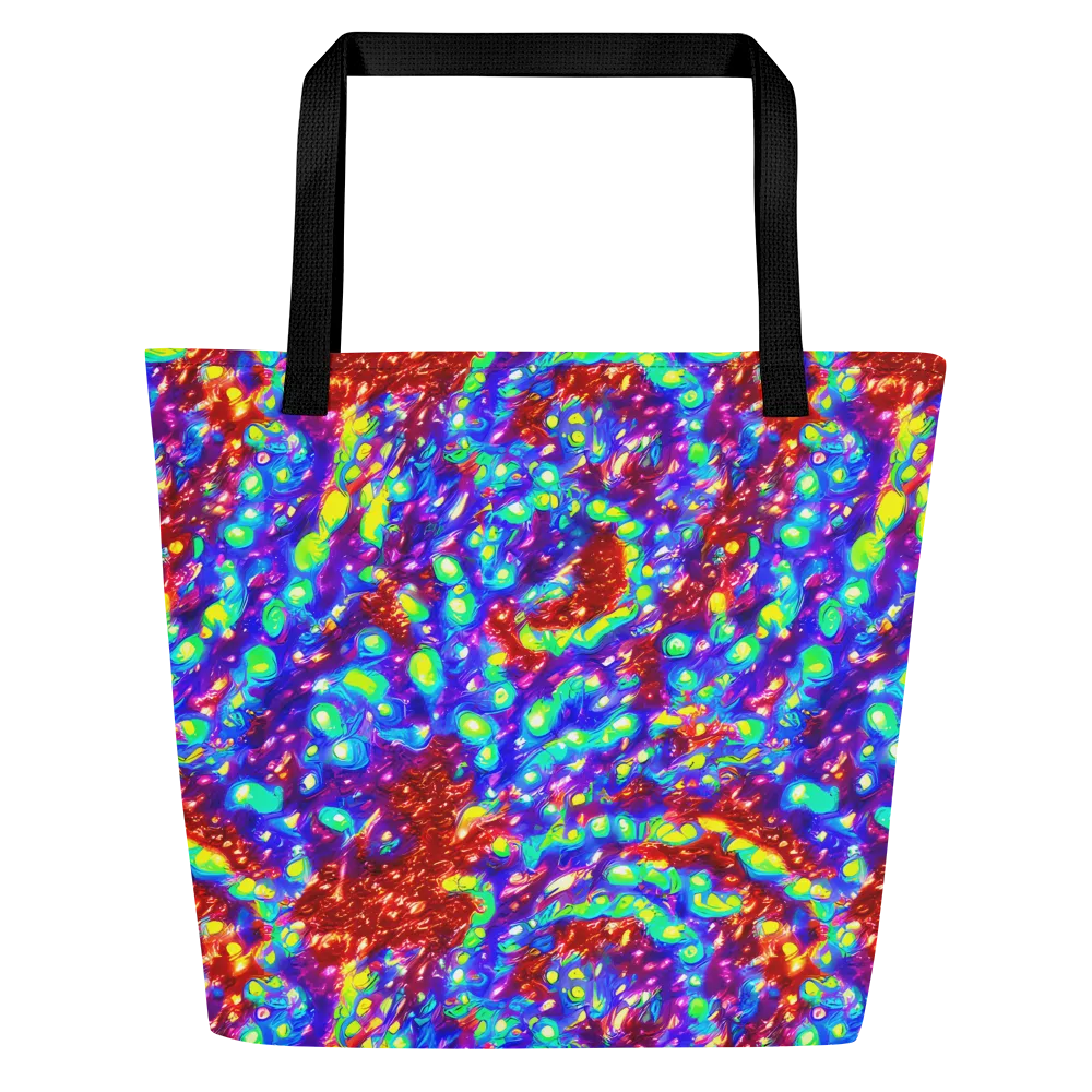Molten Lime Mosaic on Large Tote Bag W/ Pocket — Front
