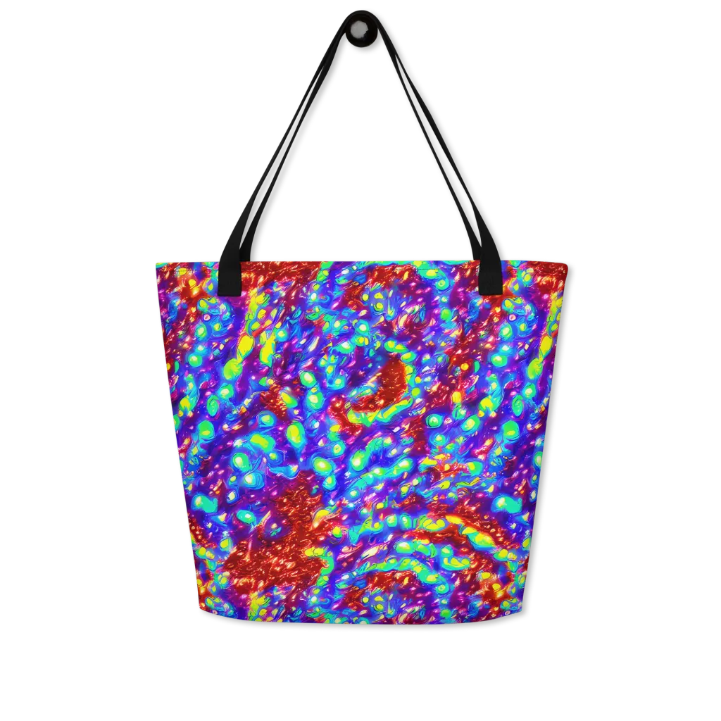 Molten Lime Mosaic on Large Tote Bag W/ Pocket — Front