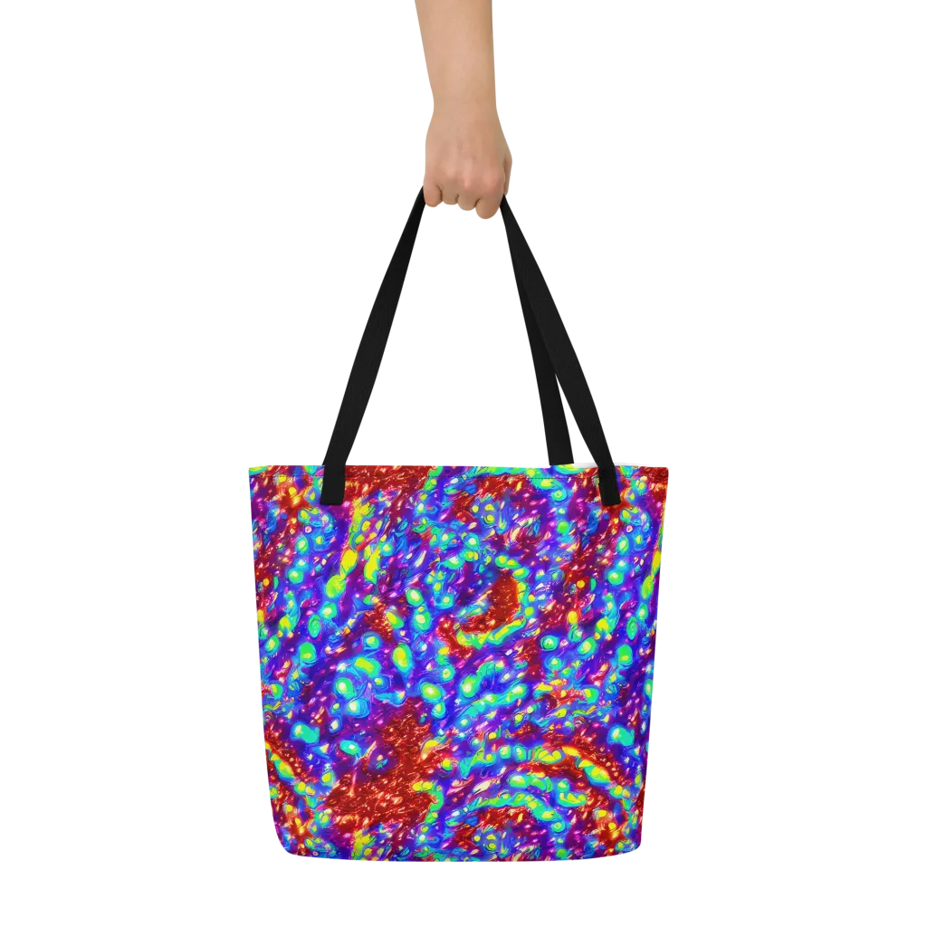 Molten Lime Mosaic on Large Tote Bag W/ Pocket — Front