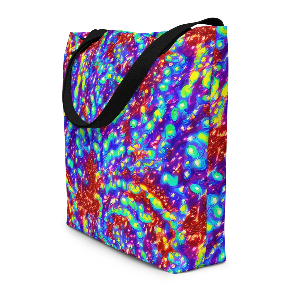 Molten Lime Mosaic on Large Tote Bag W/ Pocket — Front