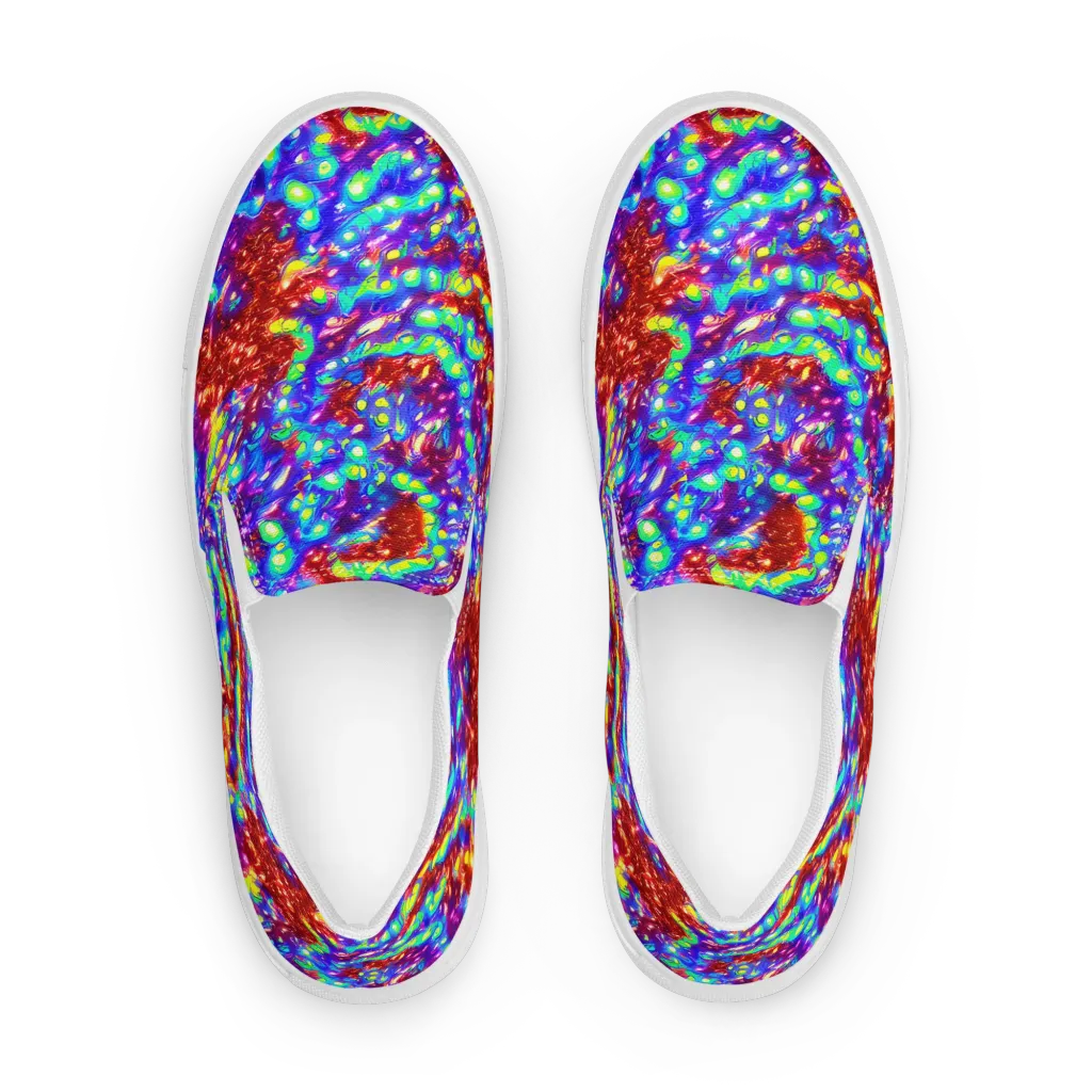 Molten Lime Mosaic on Women's Slip-On Canvas Shoes — Front