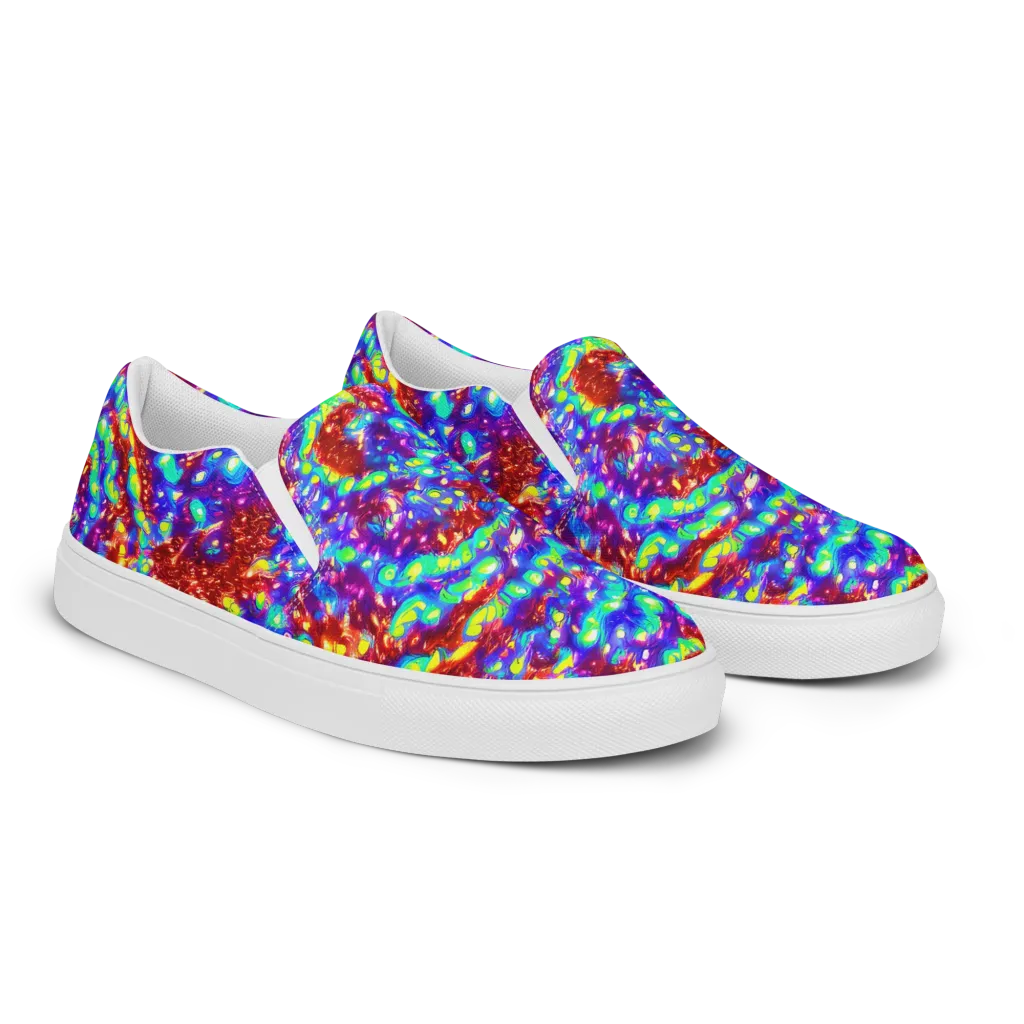 Molten Lime Mosaic on Women's Slip-On Canvas Shoes — Right Front