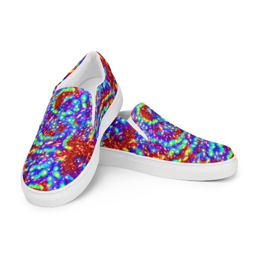 Molten Lime Mosaic on a Women's Slip-On Canvas Shoes