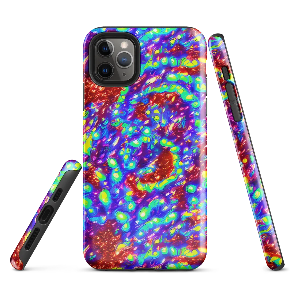 Molten Lime Mosaic on Tough Case for iPhone® — Front