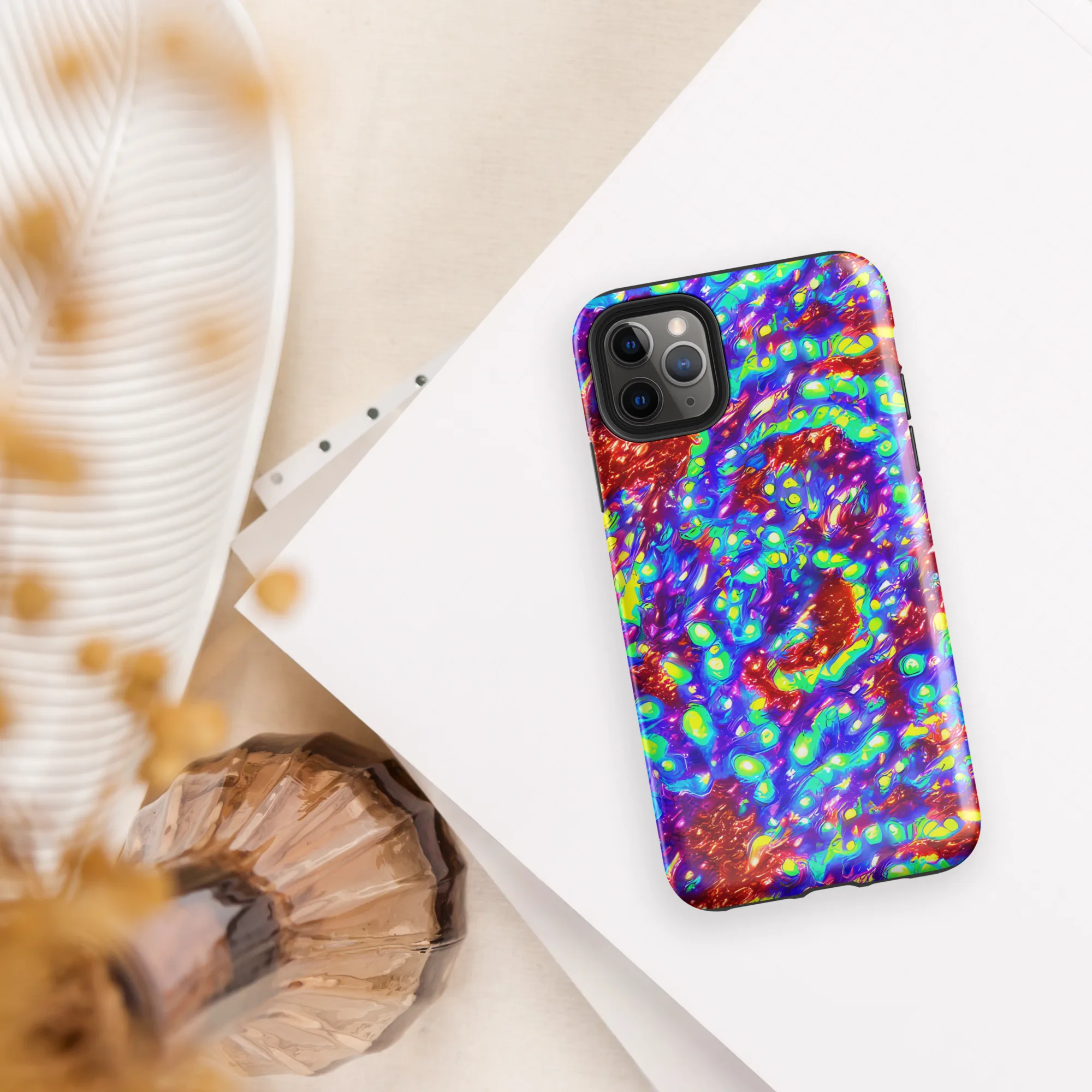 Molten Lime Mosaic on Tough Case for iPhone® — Front
