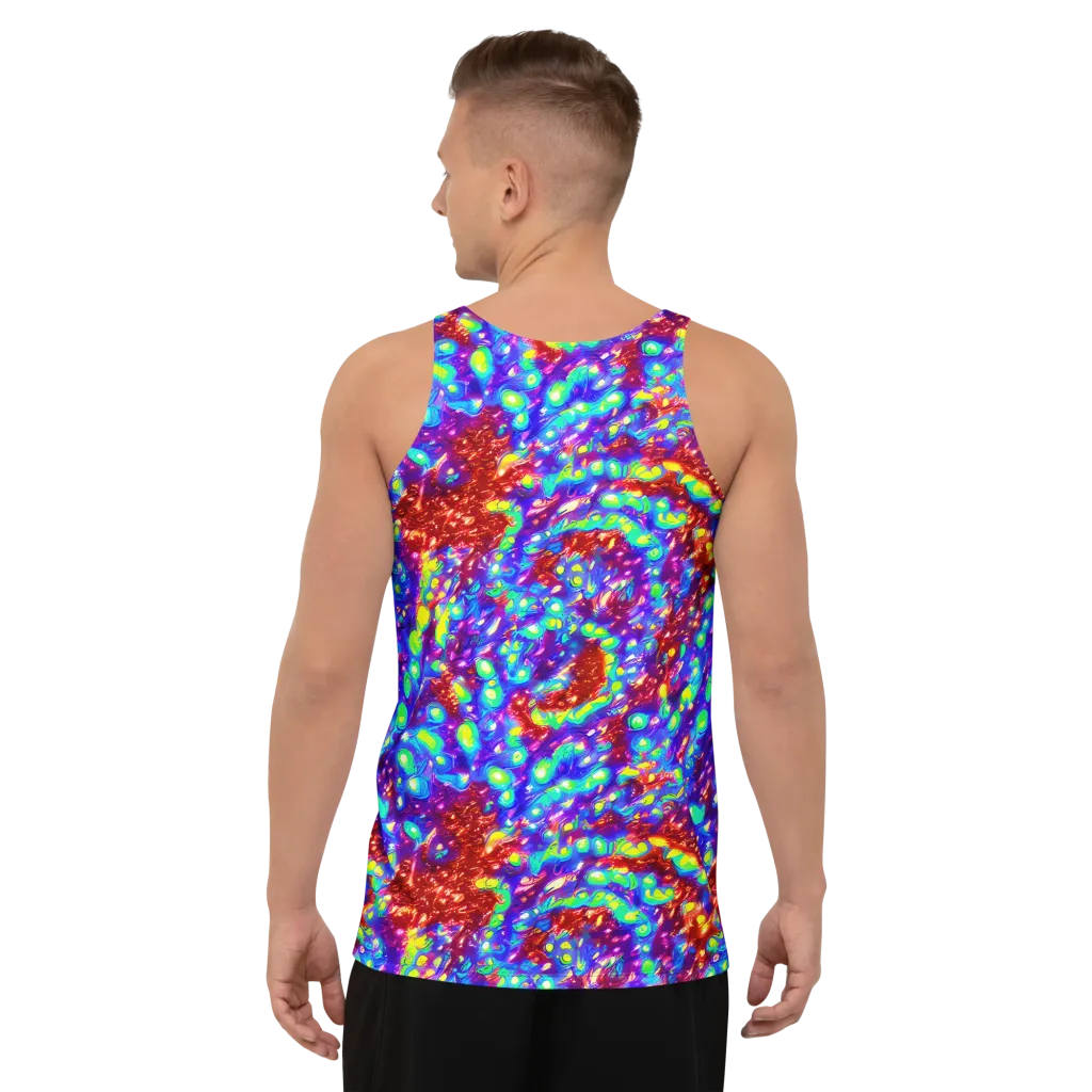 Molten Lime Mosaic on Men's Tank Top — Back