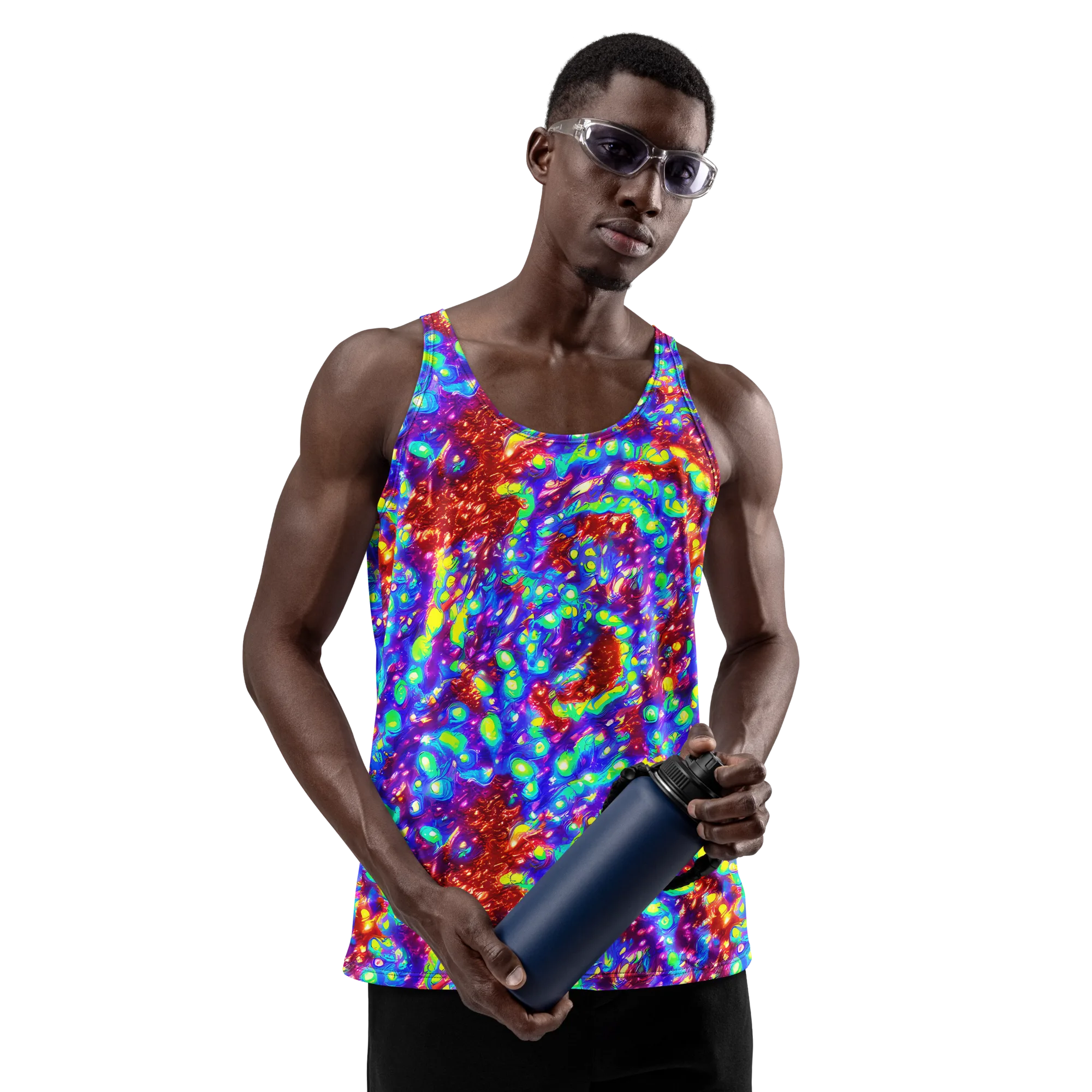 Molten Lime Mosaic on Men's Tank Top — Front
