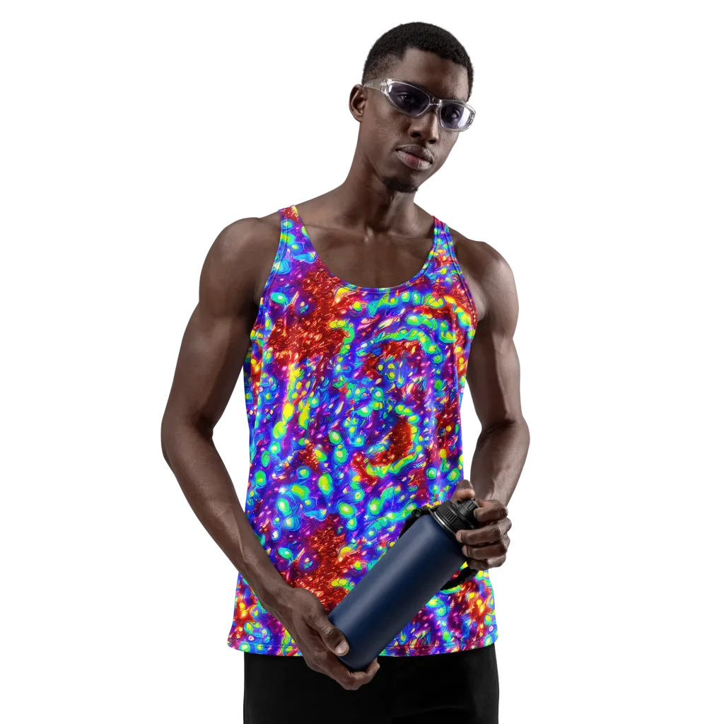 Molten Lime Mosaic on Men's Tank Top — Front