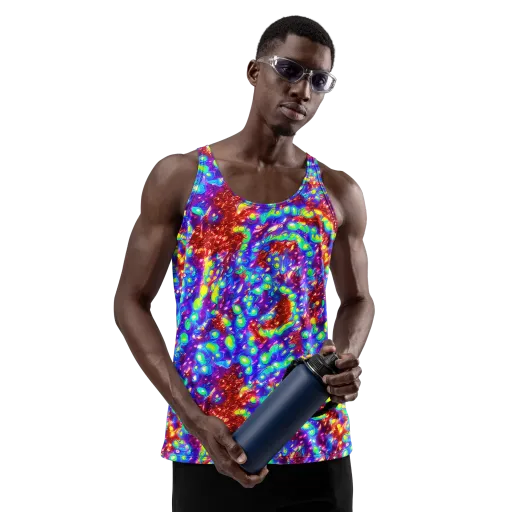 Molten Lime Mosaic on a Men's Tank Top
