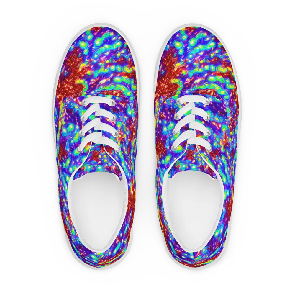 Molten Lime Mosaic on Men's Lace-Up Canvas Shoes — Front