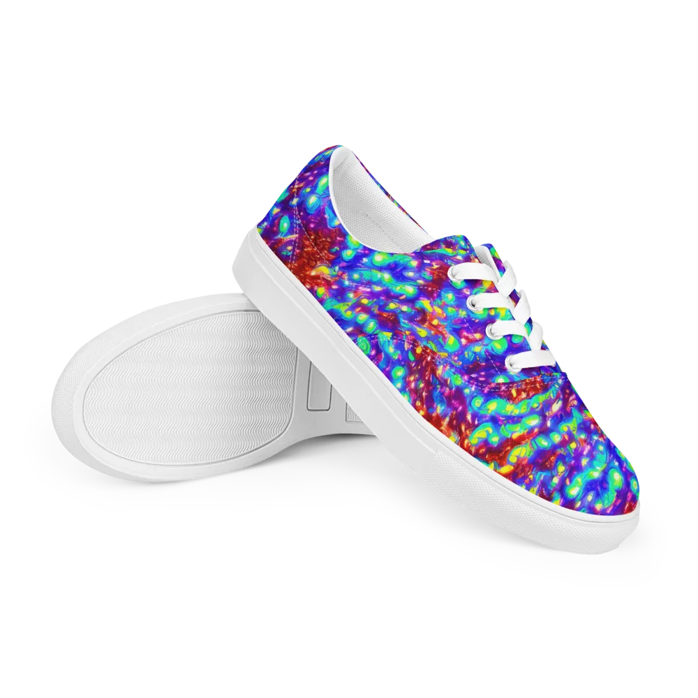 Molten Lime Mosaic on Men's Lace-Up Canvas Shoes — Right Front