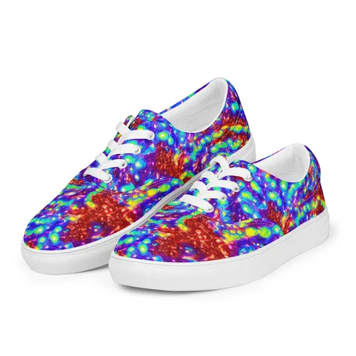 Molten Lime Mosaic on a Men's Lace-Up Canvas Shoes