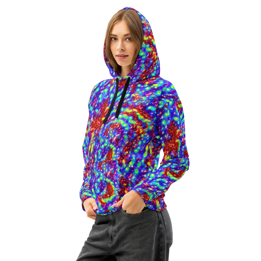 Molten Lime Mosaic on Cotton Hoodie — Left Front