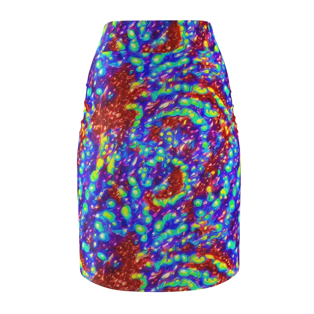 Molten Lime Mosaic on Pencil Skirt — Back