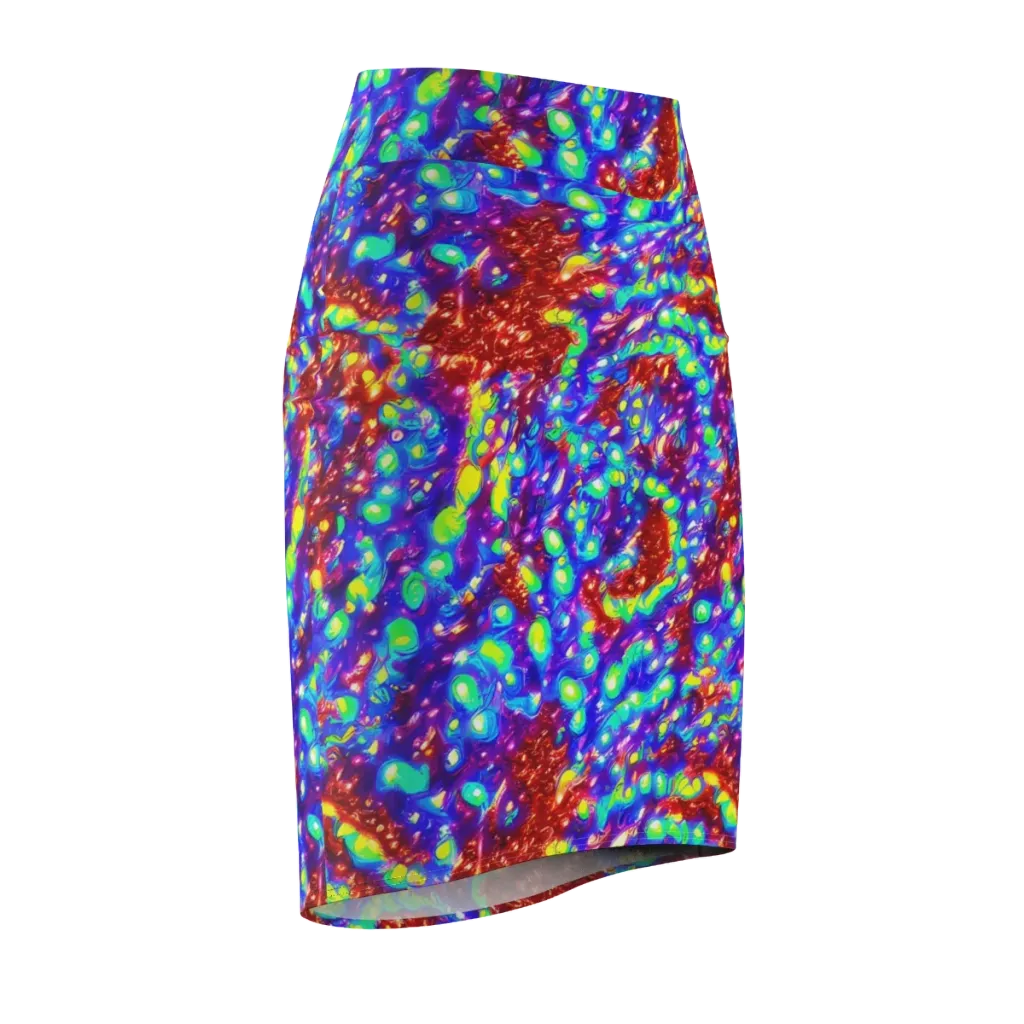 Molten Lime Mosaic on Pencil Skirt — Front Side