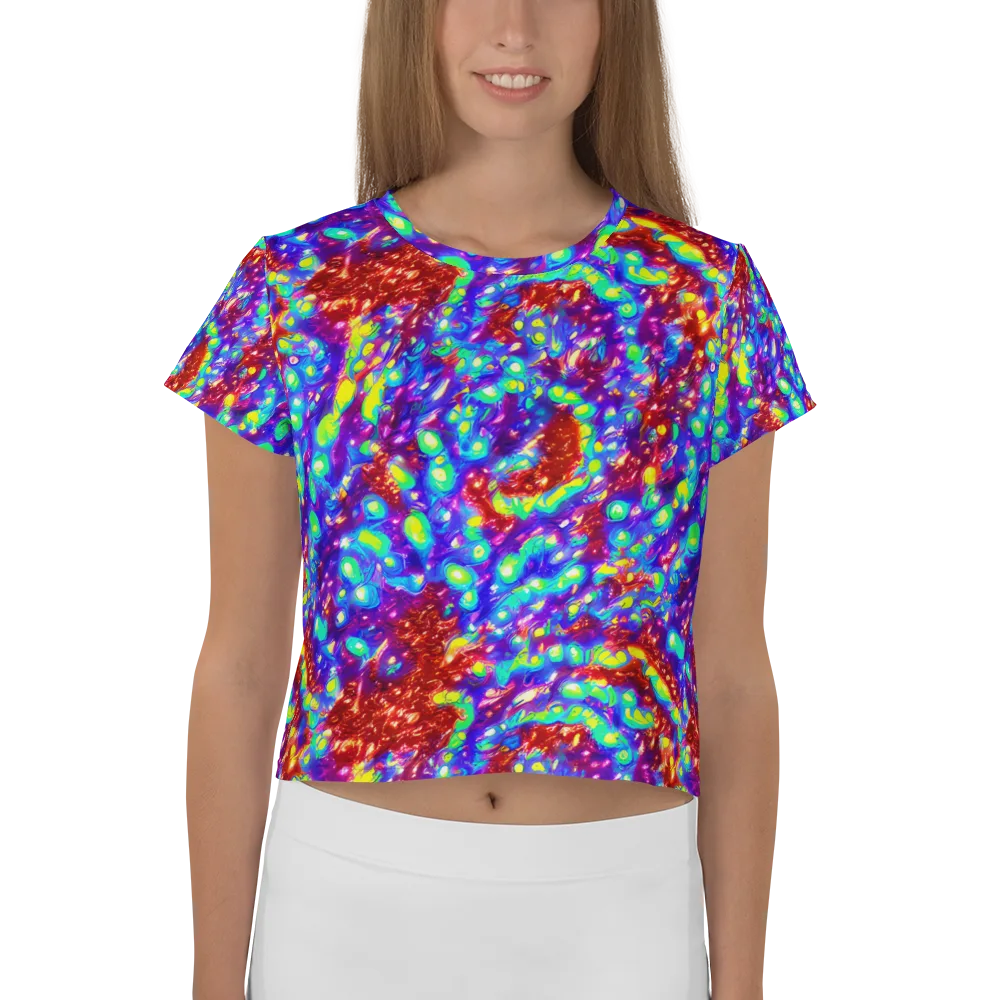 Molten Lime Mosaic on Crop Tee — Front