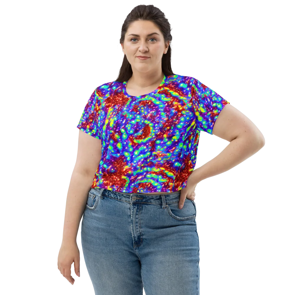 Molten Lime Mosaic on Crop Tee — Front