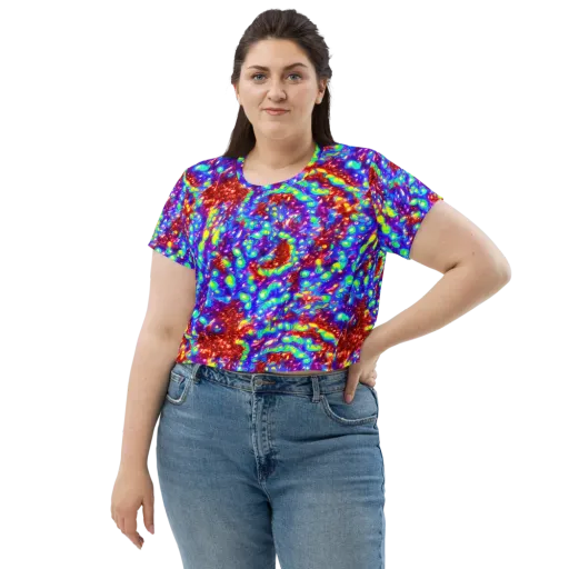 Molten Lime Mosaic on a Crop Tee