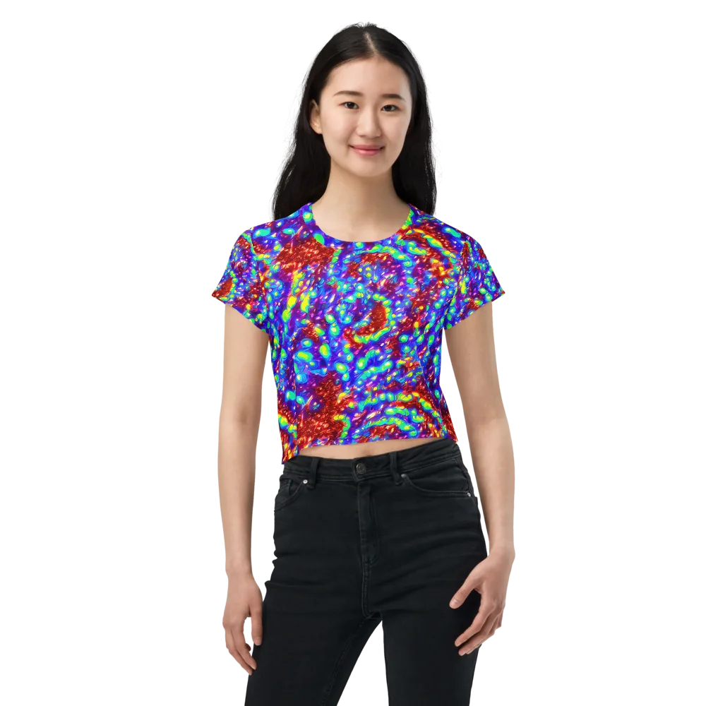 Molten Lime Mosaic on Crop Tee — Front