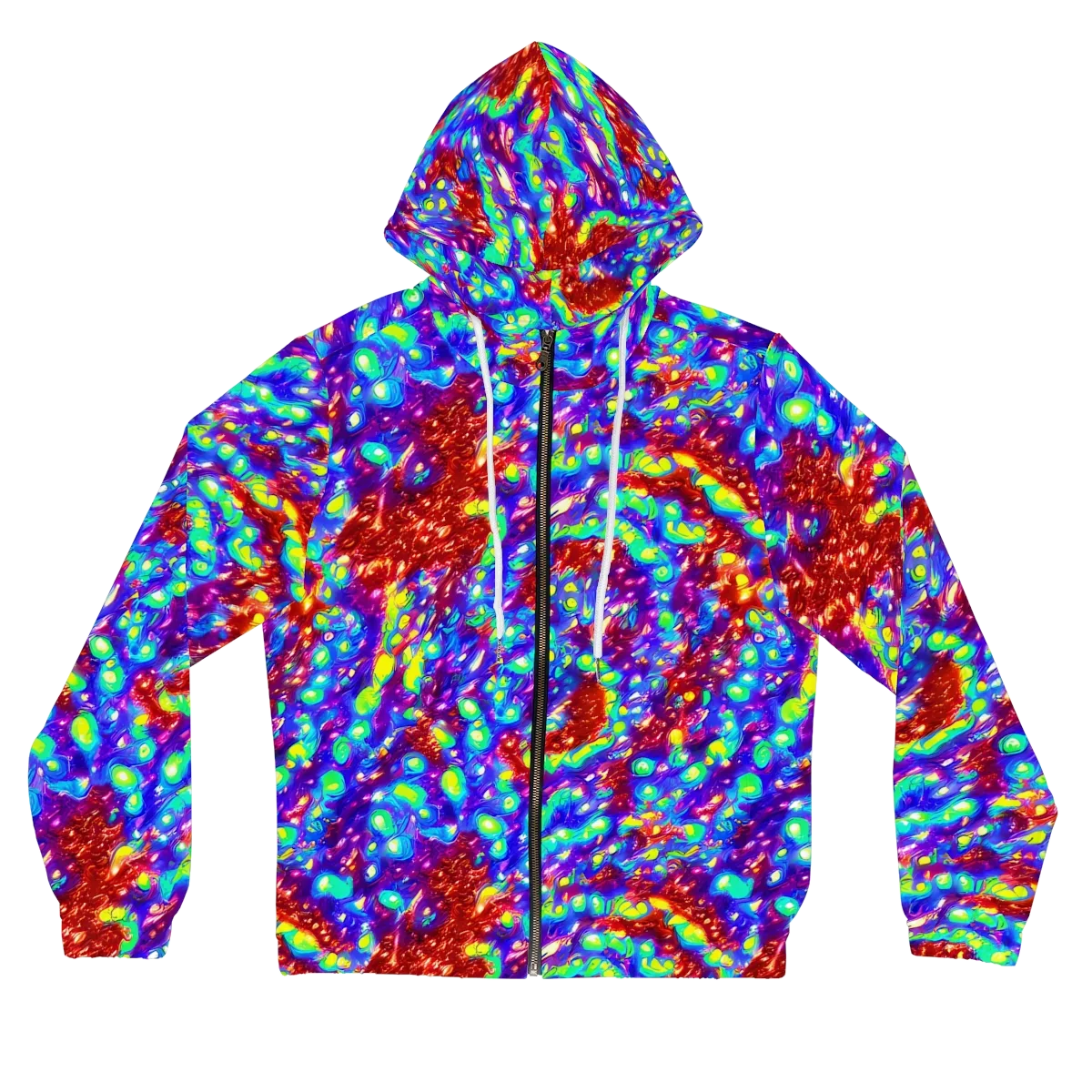Molten Lime Mosaic on Women's Full-Zip Hoodie — Front