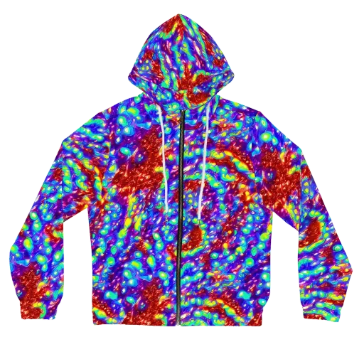 Molten Lime Mosaic on a Women's Full-Zip Hoodie