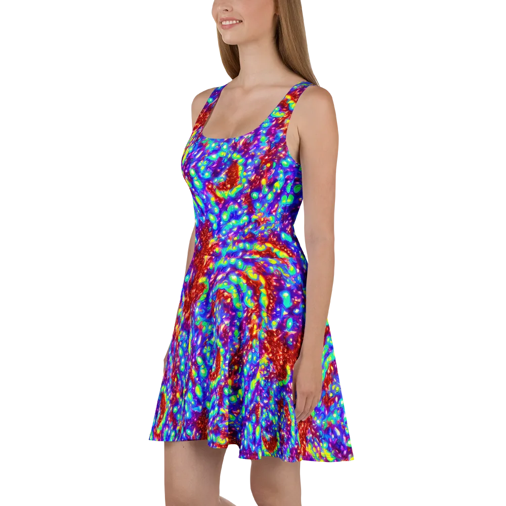 Molten Lime Mosaic on Skater Dress — Left