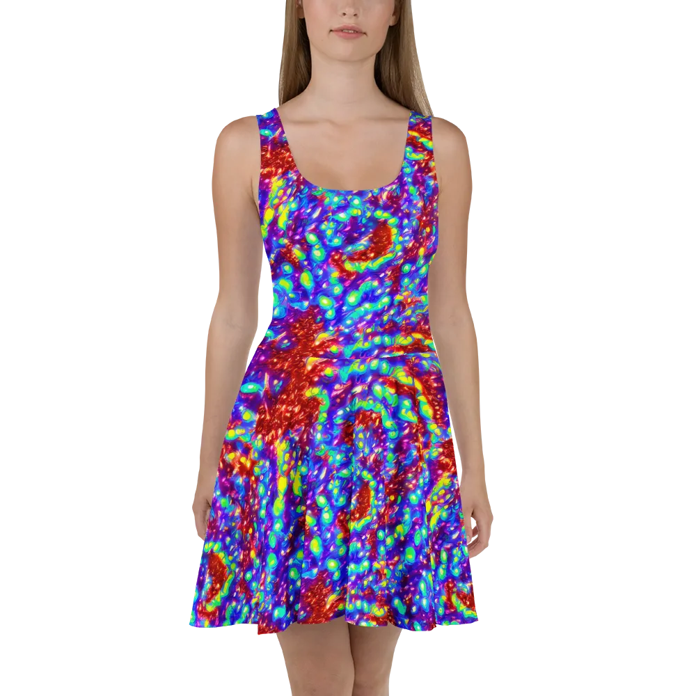 Molten Lime Mosaic on Skater Dress — Front