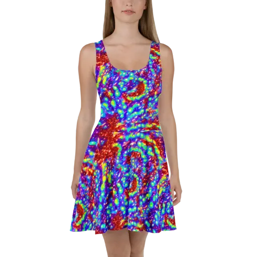 Molten Lime Mosaic on a Skater Dress