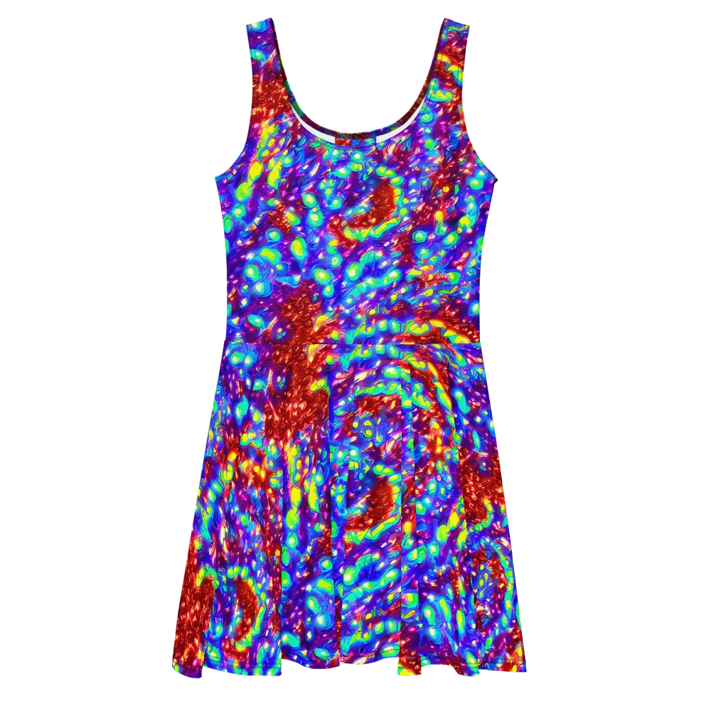 Molten Lime Mosaic on Skater Dress — Front