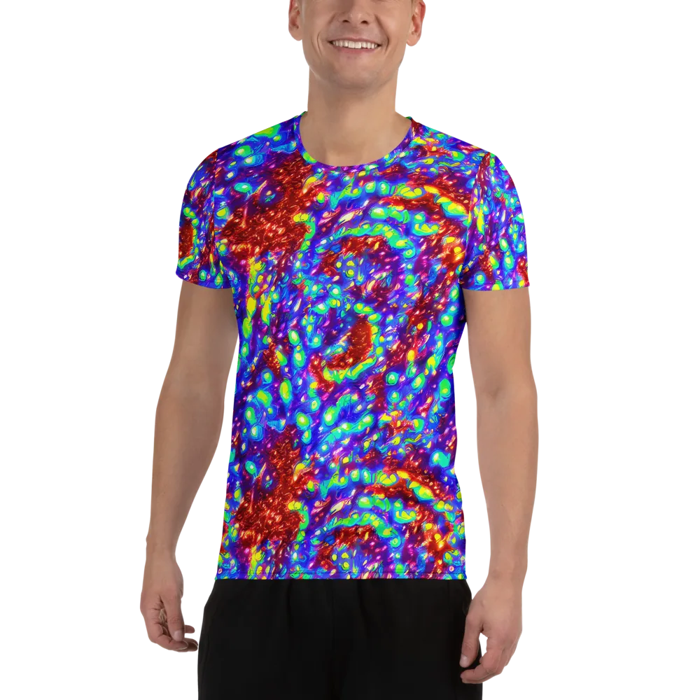 Molten Lime Mosaic on Men's Athletic T-Shirt — Front