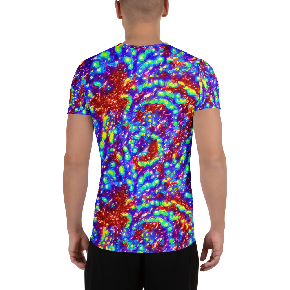 Molten Lime Mosaic on Men's Athletic T-Shirt — Back
